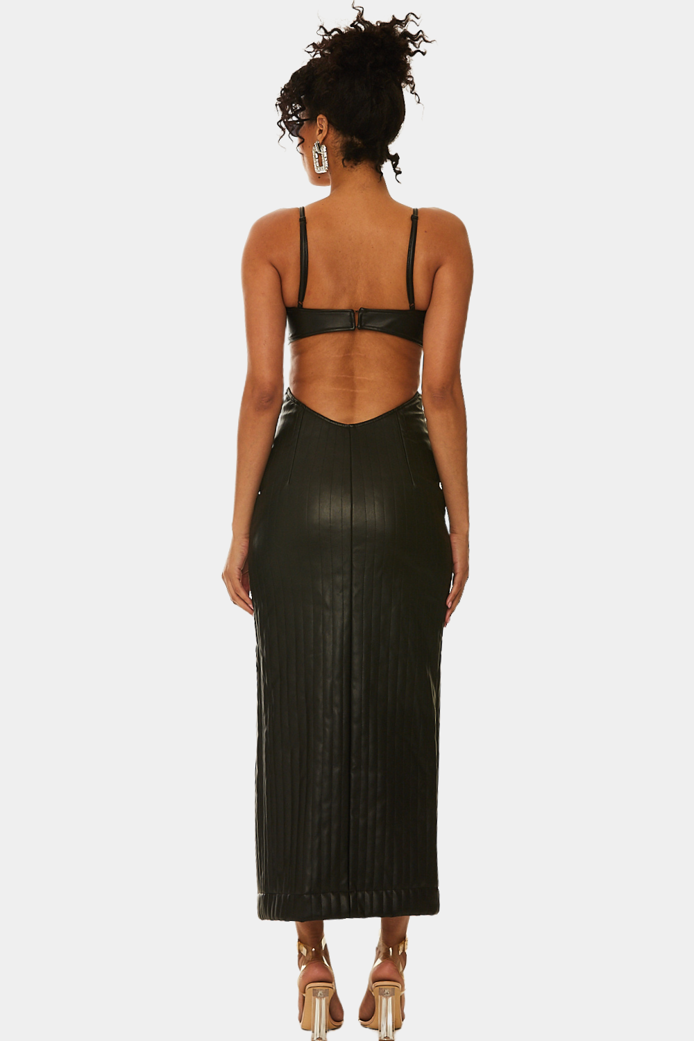 Vegan leather cut-out dress