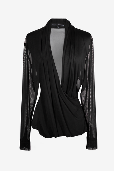 【mika 】【CLANE】MESH FORM SLEEVE BLOUSE CLANE - メッシュ フォーム スリーブ ブラウス - MESH FORM