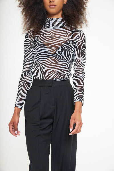 NS MESH ZEBRA PRINT TURTLENECK – NICOLE SHANTE